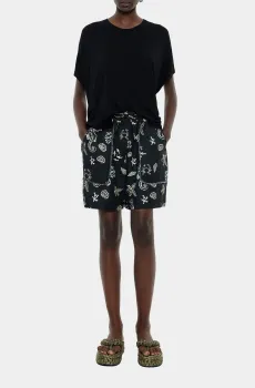 Женские черные льняные шорты с узором Черный XS-S Bimba Y Lola 241BR6066.10320