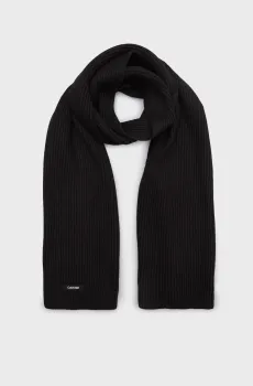 Мужской черный шарф CLASSIC COTTON RIB SCARF Черный ONESIZE Calvin Klein K50K512367