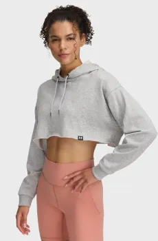 Женское светло-серое худи UA Icon Terry Crop Hoodie Серый L Under Armour 1389640-011