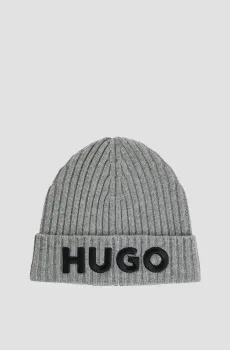 Мужская серая шерстяная шапка Серый ONESIZE HUGO 50527804;034