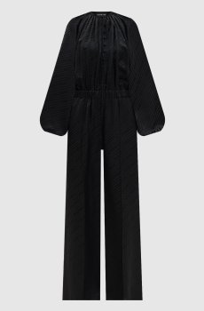 Черный комбинезон из шелка в узор