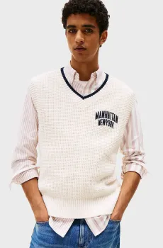 Мужской белый жилет REG WAFFLE KNITTED VEST Белый S Tommy Jeans DM0DM21808