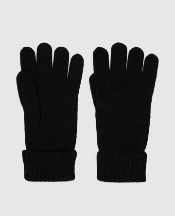 Черные перчатки с шерстью с логотипом