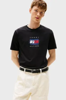 Мужская черная футболка LINEAR Черный L Tommy Hilfiger MW0MW41338