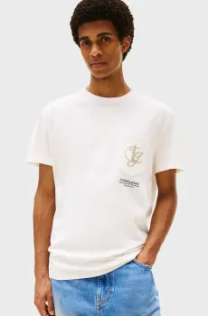 Мужская белая футболка REG MONOGRAM Белый L Tommy Jeans DM0DM21597