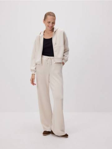 Reserved - Кофта на блискавці з модалу - бежевий - 688GA-08X