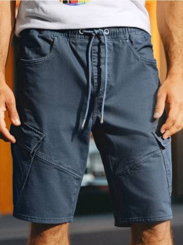 Джинсові шорти з потертостями - індиго