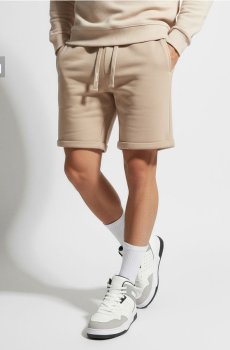 Трикотажні шорти slim fit із зав’язками - бежевий