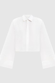 Белая укороченная блузка в узоре