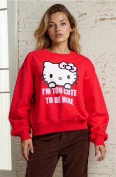 Світшот із круглим вирізом і принтом Hello Kitty - червоний