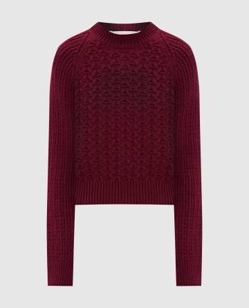 Бордовый свитер с шерстью и кашемиром с логотипом