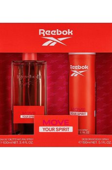 Парфюмированный набор женский Reebok Move Your Spirit For Her (туалетная вода, 100 мл + дезодорант-спрей, 150 мл)