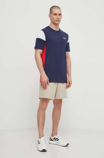 Хлопковая футболка Fila Tsingoni мужская цвет синий узорный FAM0629 Хлопковая футболка Fila Tsingoni мужская цвет синий узорный FAM0629