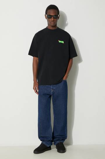 Хлопковая футболка Marcelo Burlon Solsticio Over мужская цвет чёрный с принтом CMAA054S24JER0071050 Хлопковая футболка Marcelo Burlon Solsticio Over мужская цвет чёрный с принтом CMAA054S24JER0071050
