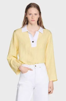 Женская желтая блуза в полоску Желтый XS Sandro SFPTO00972_Yellow