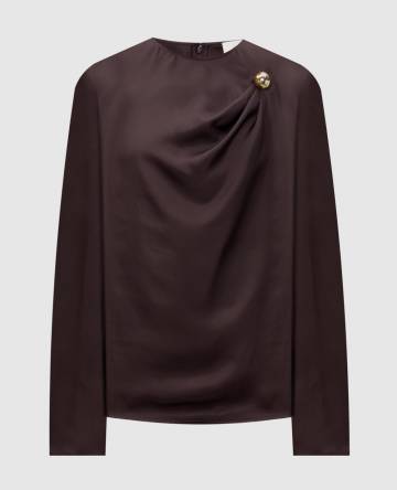 Коричневые блузки AZAE из шелка