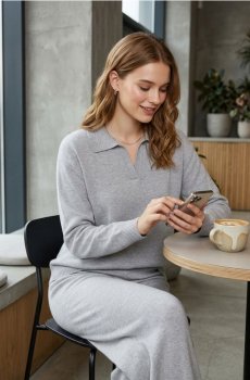 В’язані штани з еластичним поясом - сірий