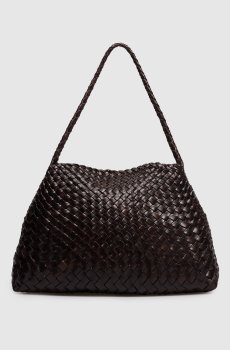 Коричневая кожаная плетеная сумка Santa Maria