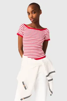 Женский красный топ в полоску Красный 38 MAJE MFPPU01008_Red
