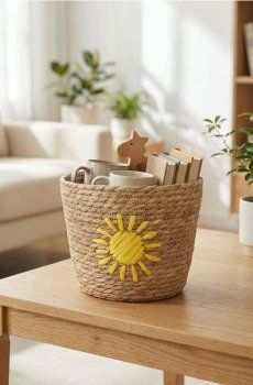Кошик для зберігання з мотивом сонця - жовтий
