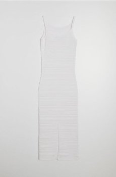 Бавовняна вязана сукня міді з бретелями - кремовий