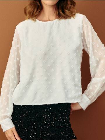 Сорочкова блузка з пишними рукавами - білий Сорочкова блузка з пишними рукавами - білий