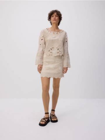 Reserved - Юбка из ажурной ткани - кремовий - 809HD-01X Reserved - Юбка из ажурной ткани - кремовий - 809HD-01X