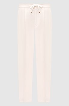 Брюки бежевого цвета с леном