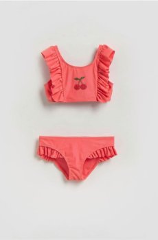 Reserved - Купальник з двох частин з воланами - перцевий червоний - 823IR-29X