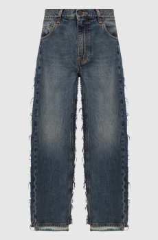 Синие джинсы с эффектом потертости