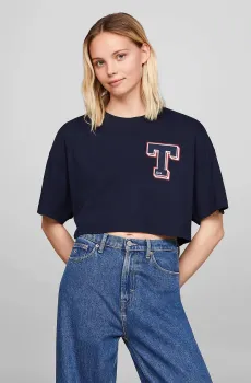 Женская темно-синяя футболка TJW LETTERMAN TEE Синий S Tommy Jeans DW0DW18656