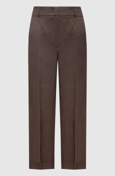 Коричневые брюки с леном с отворотами