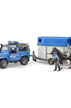 Поліцейська машина Bruder Land rover з причепом та поліцейським з конем 1:16 (02588)