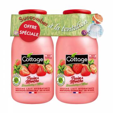 Увлажняющее молочко для душа Cottage Moisturizing Shower Milk, Strawberry & Mint, 2*250 мл Увлажняющее молочко для душа Cottage Moisturizing Shower Milk, Strawberry & Mint, 2*250 мл