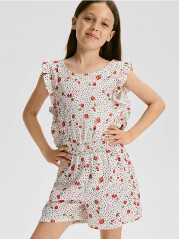 Reserved - Візерунчастий комбінезон - білий - 435HH-00X