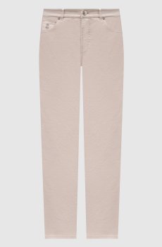 Бежевые брюки с логотипом