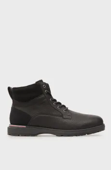 Мужские черные кожаные ботинки CORPORATE W LTH LACE BOOT Черный 44 Tommy Hilfiger FM0FM05606
