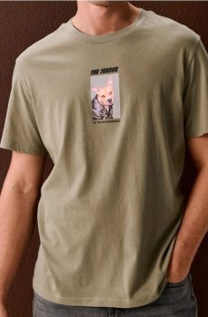 Бавовняна футболка з принтом - світло-зелений