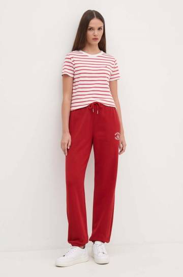 Спортивные штаны Tommy Hilfiger цвет бордовый с аппликацией WW0WW42584 Спортивные штаны Tommy Hilfiger цвет бордовый с аппликацией WW0WW42584
