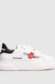 Детские белые кожаные кроссовки с логотипом