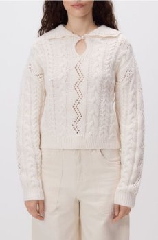 Reserved - Светр з декоративним плетінням - нюдовий - 517HH-02X