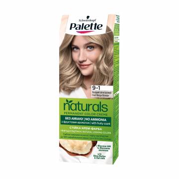 Безаммиачная краска для волос Palette Naturals Permanent Color Creme, 9-1 Холодный светло-русый, 110 мл Безаммиачная краска для волос Palette Naturals Permanent Color Creme, 9-1 Холодный светло-русый, 110 мл