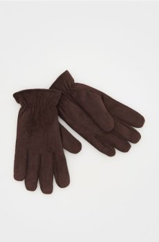 Reserved - Рукавички з гладкого матеріалу - темно коричневий - 132BE-89X