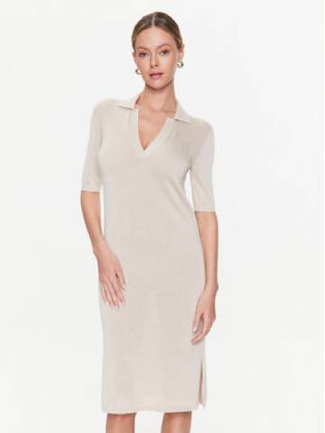 Calvin Klein Трикотажна сукня Lyocell Blend Polo Dress Ss K20K205619 Бежевий Regular Fit Calvin Klein Трикотажна сукня Lyocell Blend Polo Dress Ss K20K205619 Бежевий Regular Fit