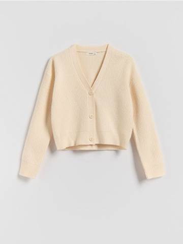 Reserved - Вязаний кардиган з віскозою - кремовий - 797FH-01X