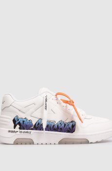 Белые кожаные кроссовки Out Of Office с принтом