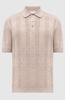 Бежевое поло с леном
