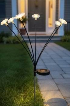 Сонячна садова лампа у формі квітів - білий