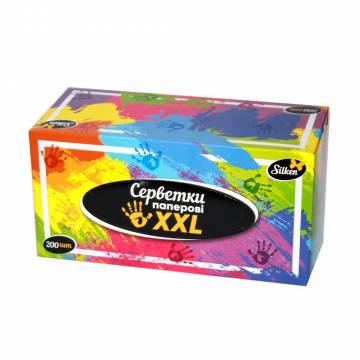 Салфетки бумажные Silken XXL в коробке, 2-слойные, 20*20 см, 200 шт Салфетки бумажные Silken XXL в коробке, 2-слойные, 20*20 см, 200 шт