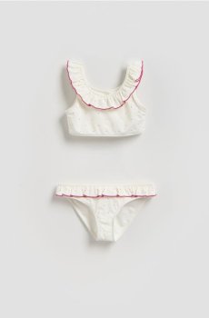 Reserved - Роздільний купальник з рюшами - кремовий - 688EB-01X